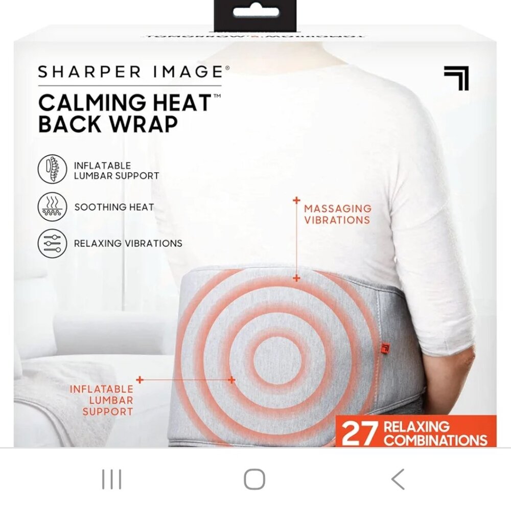 Sharper Image Calming Heat Back Wrap, new in box